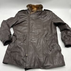 VINTAGE J Walden Man's Leather Jacket Size 44 BROWN Genuine Leather